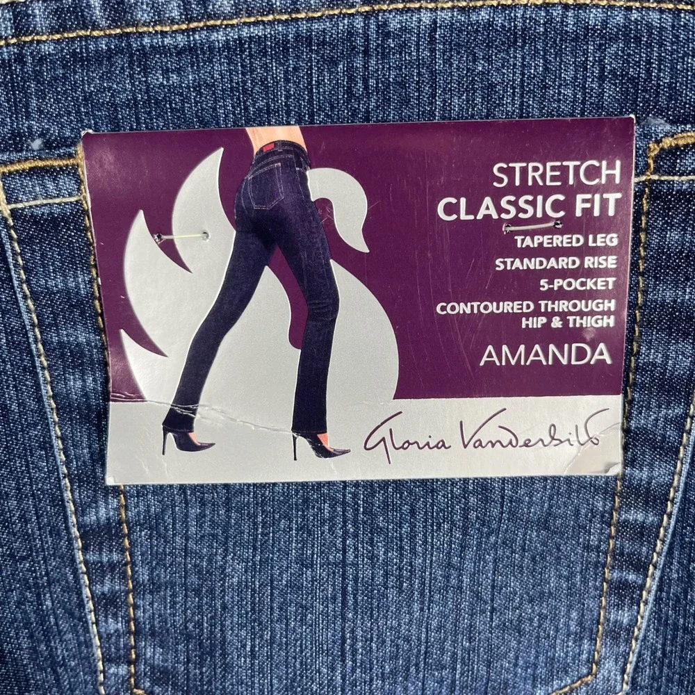 Gloria Vanderbilt Amanda Jeans Womens 14 Blue Stretch Classic Fit Tapered Leg